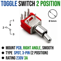 Toggle Switch 2-Position SPDT 3-Pin Right-Angle 250 VAC 3A Toggle Switch 2-Position SPDT 3-Pin Right-Angle 250 VAC 3A