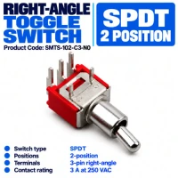 Toggle Switch 2-Position SPDT 3-Pin Right-Angle 250 VAC 3A Toggle Switch 2-Position SPDT 3-Pin Right-Angle 250 VAC 3A