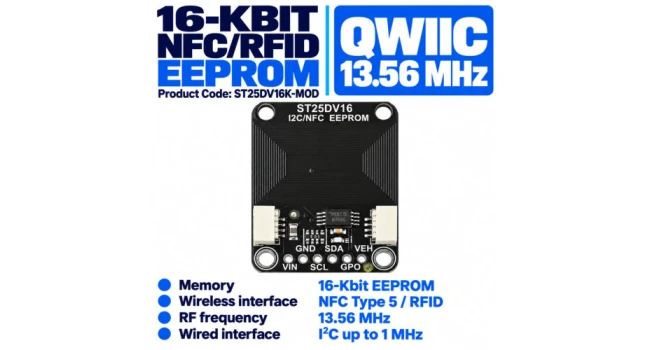 ST25DV16K-MOD 16-Kbit NFC/RFID EEPROM Qwiic Module ST25DV16K-MOD 16-Kbit NFC/RFID EEPROM Qwiic Module