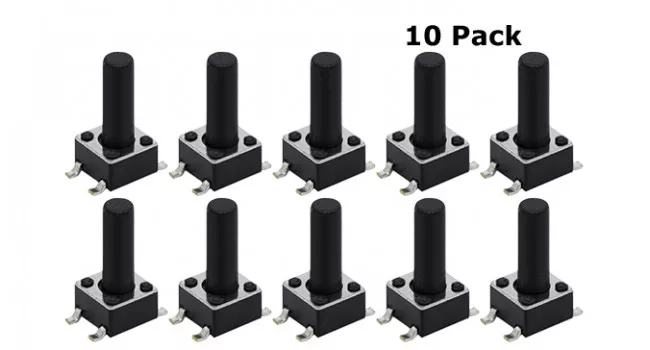 Tactile Switch 4 Pin H=18mm SMD (10 pack) Tactile Switch 4 Pin H=18mm SMD (10 pack)