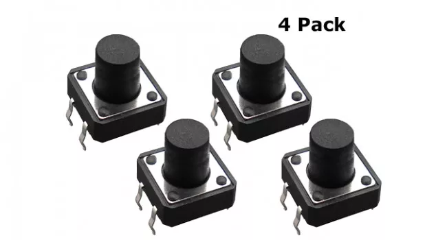 Tactile Switch 4 Pin, Size 4x4mm, Height 7mm (4 Pack)