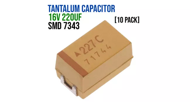 Tantalum Capacitor 16V 220uf - SMD 7343 (10 Pack) Tantalum Capacitor 16V 220uf - SMD 7343 (10 Pack)