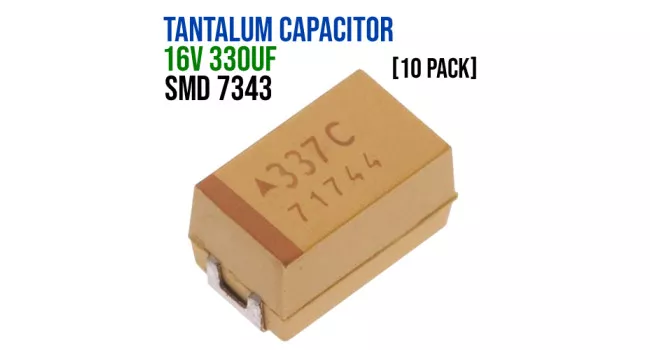 Tantalum Capacitor 16V 330uf - SMD 7343 (10 Pack) Tantalum Capacitor 16V 330uf - SMD 7343 (10 Pack)