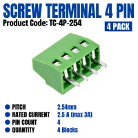 KF120 Screw Terminal Block 4 Pin - 2.54mm (4 Pack) KF120 Screw Terminal Block 4 Pin - 2.54mm (4 Pack)