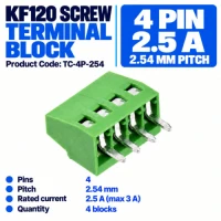 KF120 Screw Terminal Block 4 Pin - 2.54mm (4 Pack) KF120 Screw Terminal Block 4 Pin - 2.54mm (4 Pack)