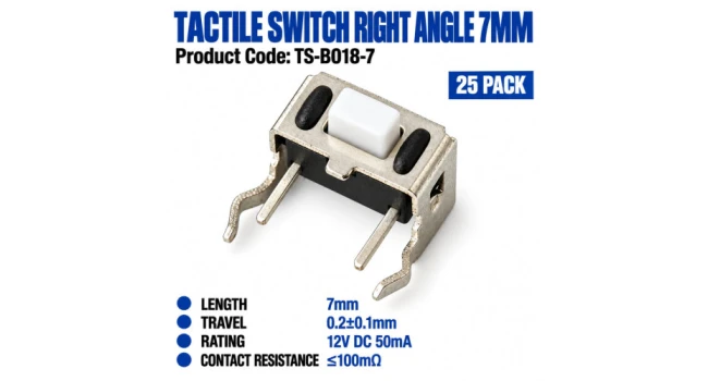 Tactile Switch Right Angle 7mm (25 PACK) Tactile Switch Right Angle 7mm (25 PACK)