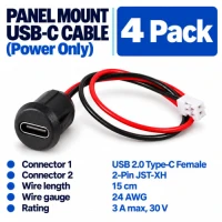 USB-C Panel Mount Cable - Black (4 Pack) USB-C Panel Mount Cable - Black (4 Pack)