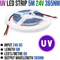 UV LED Strip 365nm 24V 2835 60LED/m 5m UV LED Strip 365nm 24V 2835 60LED/m 5m