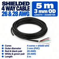 Wire 4 way 26 and 28 AWG Shielded 5m Wire 4 way 26 and 28 AWG Shielded 5m