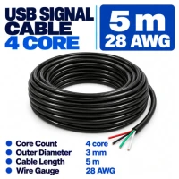 USB Signal Cable 4 Core - OD 3mm Lenght 5M 28AWG USB Signal Cable 4 Core - OD 3mm Lenght 5M 28AWG