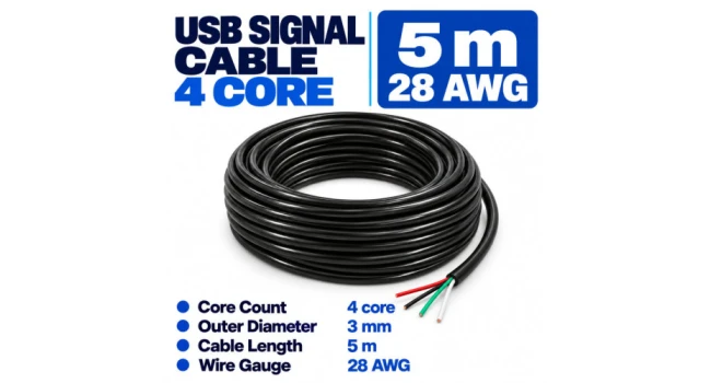 USB Signal Cable 4 Core - OD 3mm Lenght 5M 28AWG USB Signal Cable 4 Core - OD 3mm Lenght 5M 28AWG