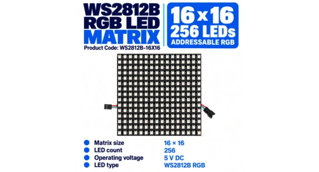 WS2812B 16X16 RGB LED Matrix 5V WS2812B 16X16 RGB LED Matrix 5V