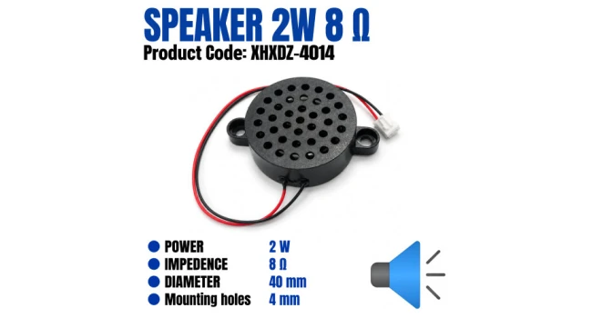 Speaker 2W 8 Ohm with 4mm Mounting Tabs Speaker 2W 8 Ohm with 4mm Mounting Tabs