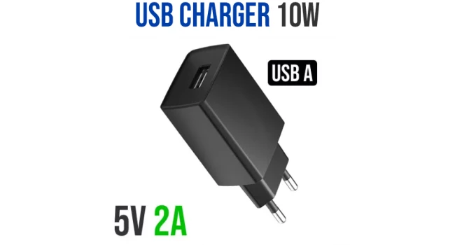 USB A 5V 2A AC Adapter – Black USB A 5V 2A AC Adapter – Black