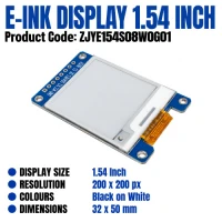 E-Ink Display 1.54 Inch Black and White 200 × 200