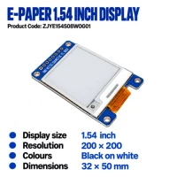 E-Ink Display 1.54 Inch Black and White 200 × 200 E-Ink Display 1.54 Inch Black and White 200 × 200