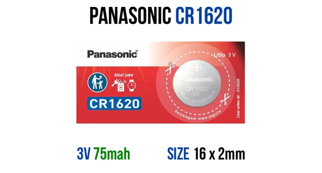 Panasonic CR1620 3V 75mAh – Single Panasonic CR1620 3V 75mAh – Single
