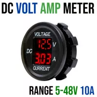 DC Volt Amp Meter 5-48V 10A Red DC Volt Amp Meter 5-48V 10A Red