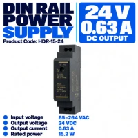 HDR 24V 0.63A 15W DIN Rail Power Supply HDR 24V 0.63A 15W DIN Rail Power Supply
