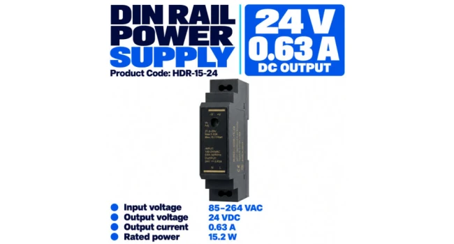 HDR 24V 0.63A 15W DIN Rail Power Supply HDR 24V 0.63A 15W DIN Rail Power Supply