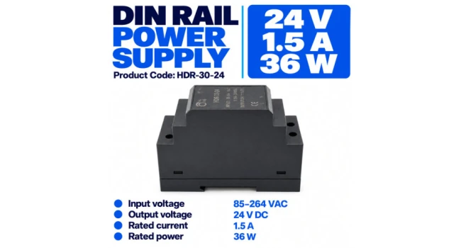 HDR 24V 1.5A 36W DIN Rail Power Supply HDR 24V 1.5A 36W DIN Rail Power Supply