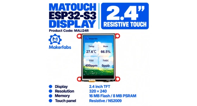 MaTouch ESP32-S3 Resistive Touch 2.4 Inch ST7789 Module MaTouch ESP32-S3 Resistive Touch 2.4 Inch ST7789 Module