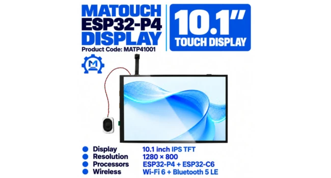 MaTouch ESP32-P4 10.1 Inch TFT Touch Display with Wi-Fi 6 & Ethernet MaTouch ESP32-P4 10.1 Inch TFT Touch Display with Wi-Fi 6 & Ethernet
