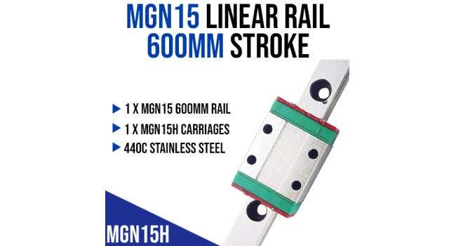 MGN15 Linear Rail with MGN15H Carriage - 600mm Stroke MGN15 Linear Rail with MGN15H Carriage - 600mm Stroke