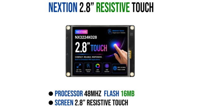 Nextion 2.8 inch Resistive Touch - NX3224K028 Nextion 2.8 inch Resistive Touch - NX3224K028