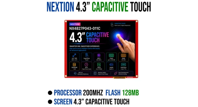 Nextion 4.3 inch Capacitive Multi Touch - Intelligent Series Nextion 4.3 inch Capacitive Multi Touch - Intelligent Series