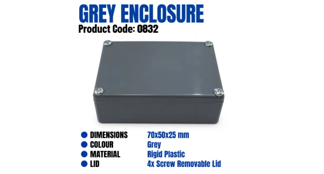Plastic Enclosure 70 × 50 × 25mm Grey Plastic Enclosure 70 × 50 × 25mm Grey