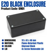 E20 Flame Retardent Black Enclosures 111 x 61 x 40mm - Charcoal E20 Flame Retardent Black Enclosures 111 x 61 x 40mm - Charcoal