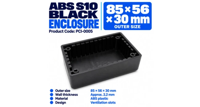 ABS Enclosure 85 x 56 x 30 with Slots - Black ABS Enclosure 85 x 56 x 30 with Slots - Black