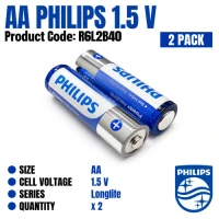 Philips LongLife Battery AA – 2 Pack Philips LongLife Battery AA – 2 Pack