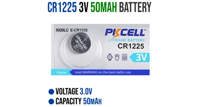 PKCell CR1225 3V 50mAh Coin Cell Battery PKCell CR1225 3V 50mAh Coin Cell Battery