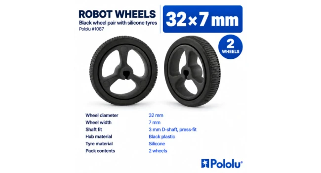 Pololu Wheel 32×7mm Pair - Black Pololu Wheel 32×7mm Pair - Black