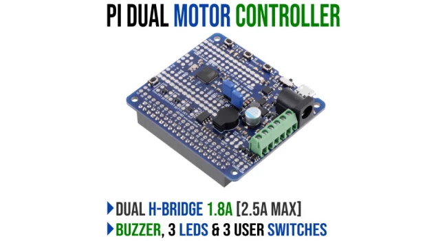 Pi Robot Controller LV with Dual H-Bridge 1.8A (Max 2.5A) Pi Robot Controller LV with Dual H-Bridge 1.8A (Max 2.5A)