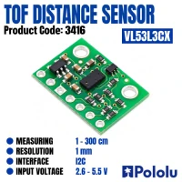 Pololu VL53L3CX Time-of-Flight Sensor with Regulator, Range 3m Pololu VL53L3CX Time-of-Flight Sensor with Regulator, Range 3m