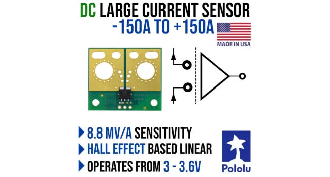 DC Large Current Sensor -150A to +150A - 3.3V Logic