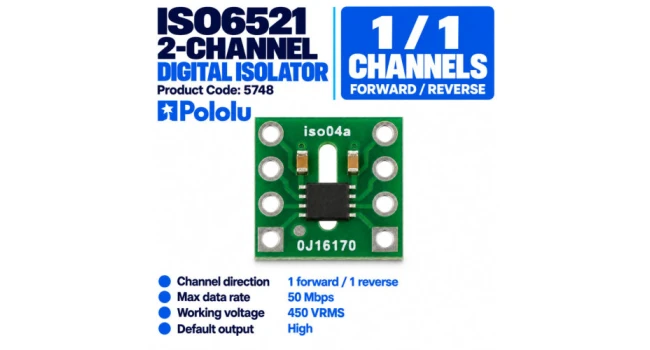 Pololu ISO6521 2-Channel Digital Isolator Pololu ISO6521 2-Channel Digital Isolator