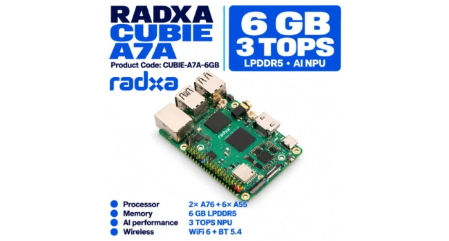 Radxa Cubie A7A Dev Board 6GB LPDDR5 WiFi 6 Radxa Cubie A7A Dev Board 6GB LPDDR5 WiFi 6