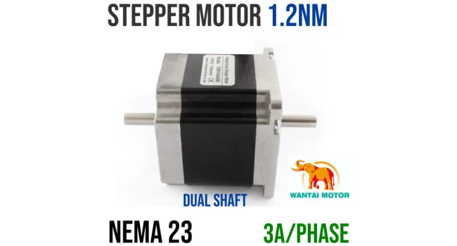 Stepper Motor 1.2Nm Dual Shaft NEMA23 3A per Phase Stepper Motor 1.2Nm Dual Shaft NEMA23 3A per Phase