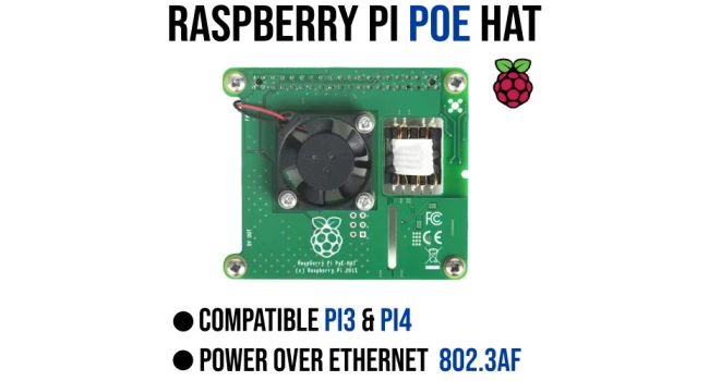 Raspberry Pi PoE HAT (Works with Pi3 and Pi4) Raspberry Pi PoE HAT (Works with Pi3 and Pi4)