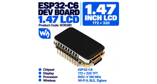 ESP32-C6 Dev Board with onboard 1.47inch Display ESP32-C6 Dev Board with onboard 1.47inch Display